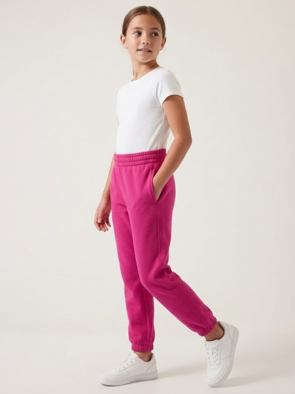 Athletic Works Girls Fleece Joggers Elastic Waist Pink Size Large 10‑12